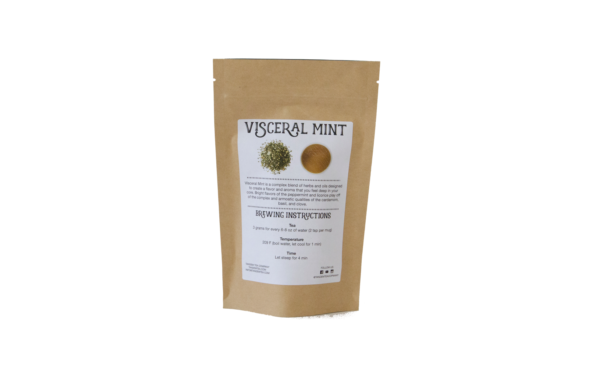 Visceral Mint | Organic Herbal Tea with Mint, Cardamom, Licorice, Basil, and Clove Tandem Tea Company Packaging