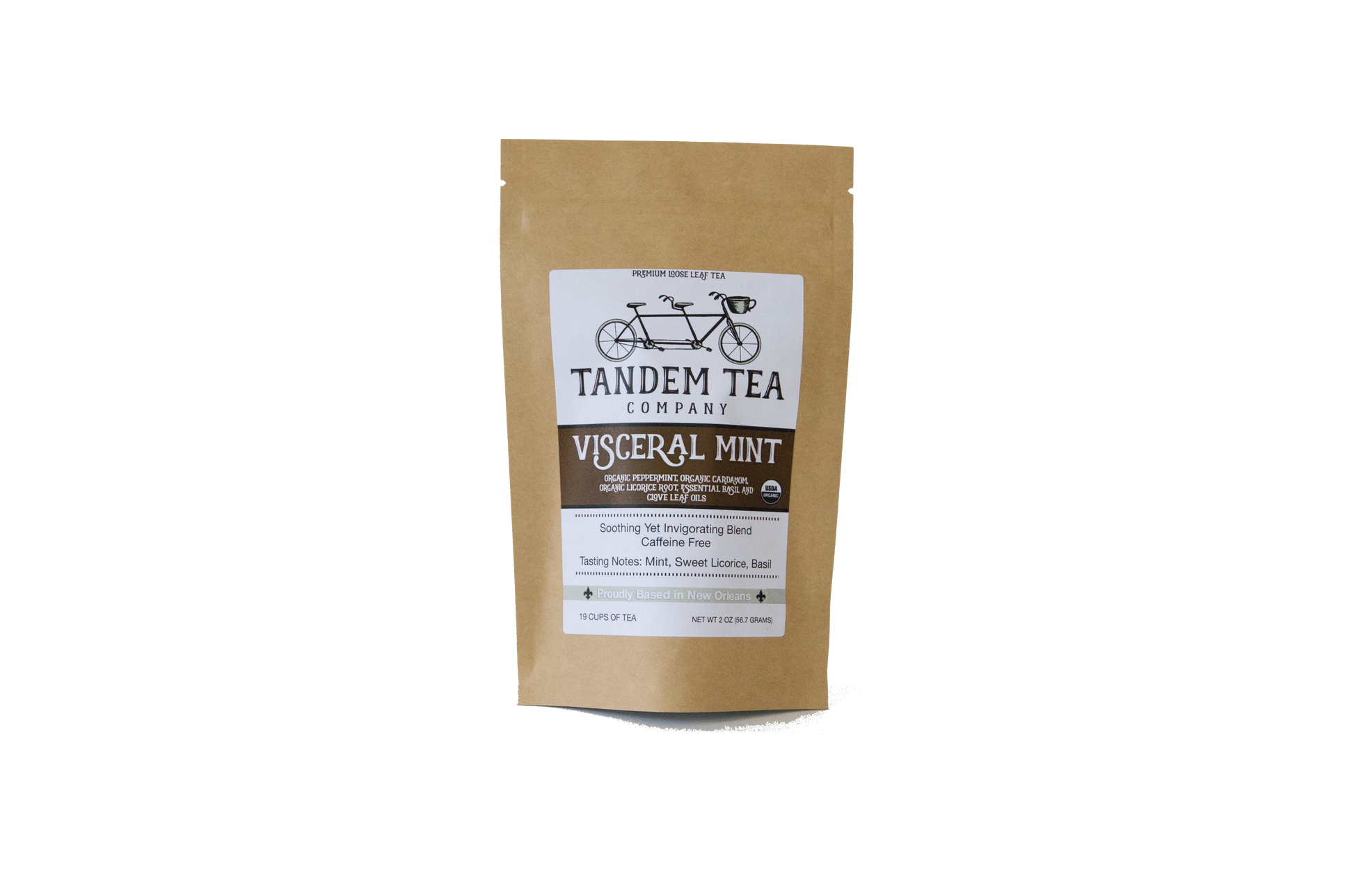 Visceral Mint | Organic Herbal Tea with Mint, Cardamom, Licorice, Basil, and Clove Tandem Tea Company Packaging