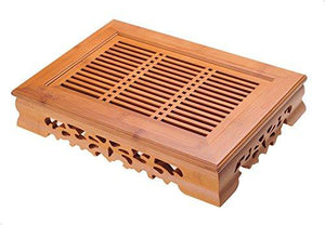 Traditional Bamboo Gongfu Tea Table Serving Tray (14''x10.3'')