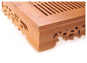 Traditional Bamboo Gongfu Tea Table Serving Tray (14''x10.3'')